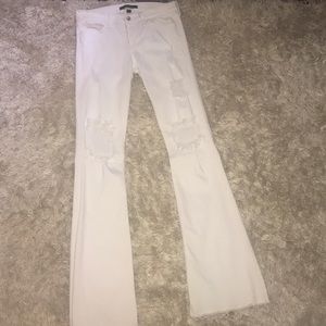 Flying Monkey White Distressed Boot Cut Jeans